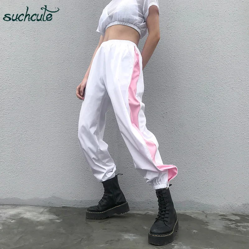 SUCHCUTE, женские спортивные штаны, панковские трусики размера плюс, неоновые брюки, уличная одежда, пэчворк, низ, готические бриджи, женская одежда