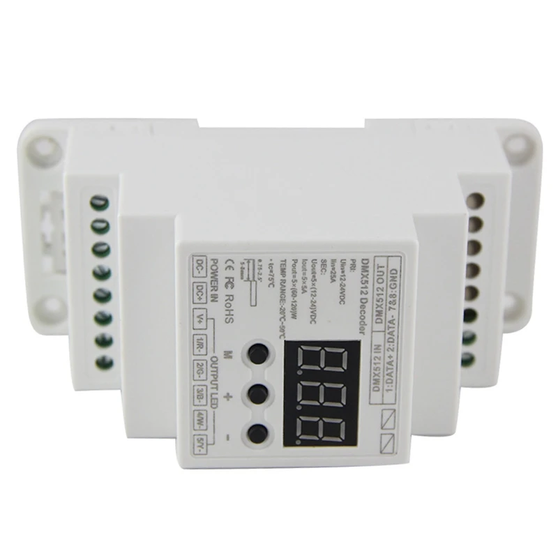 Bc-835-Din-Rj45 Dc12-24V вход 5А X 5Ch выход din-рейка Cv ШИМ Dmx512/1990 Декодер контроллер для