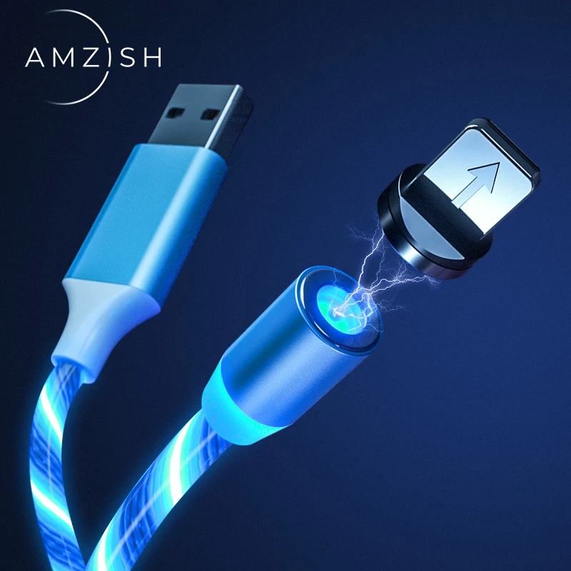 amzish Магнитное зарядное устройство Micro USB кабель для iPhone X XR 8 Plus type C быстрое Samsung S9