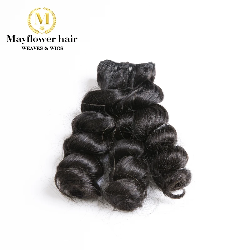 Mayflower 1/2/34 bundles Funmi Hair Sassy curl Natural black color 10 -18  Double drawn Remy hair weft NO tangle no shedding