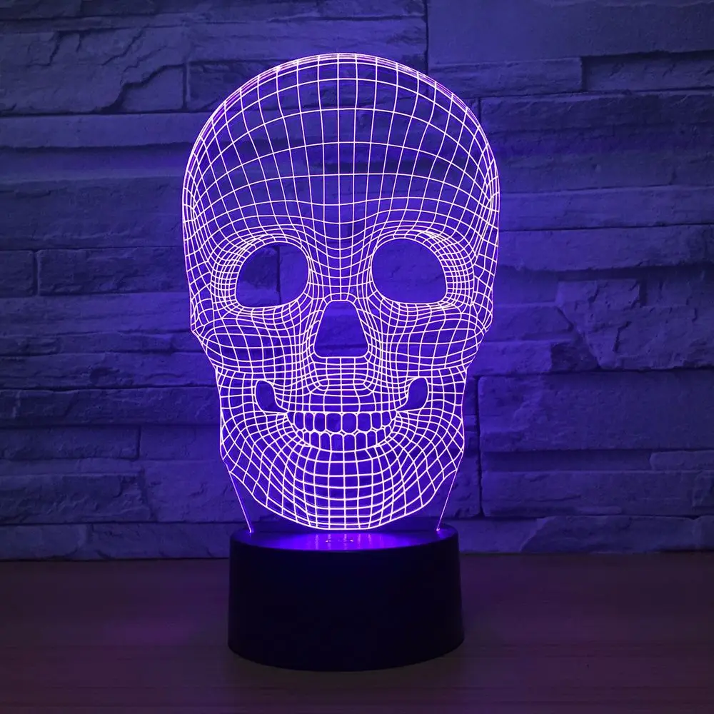 

Halloween Technology Skeleton Creative LED 7 Color 3D touch changing Color USB atmosphere Cartoon characters Night Lamp A18