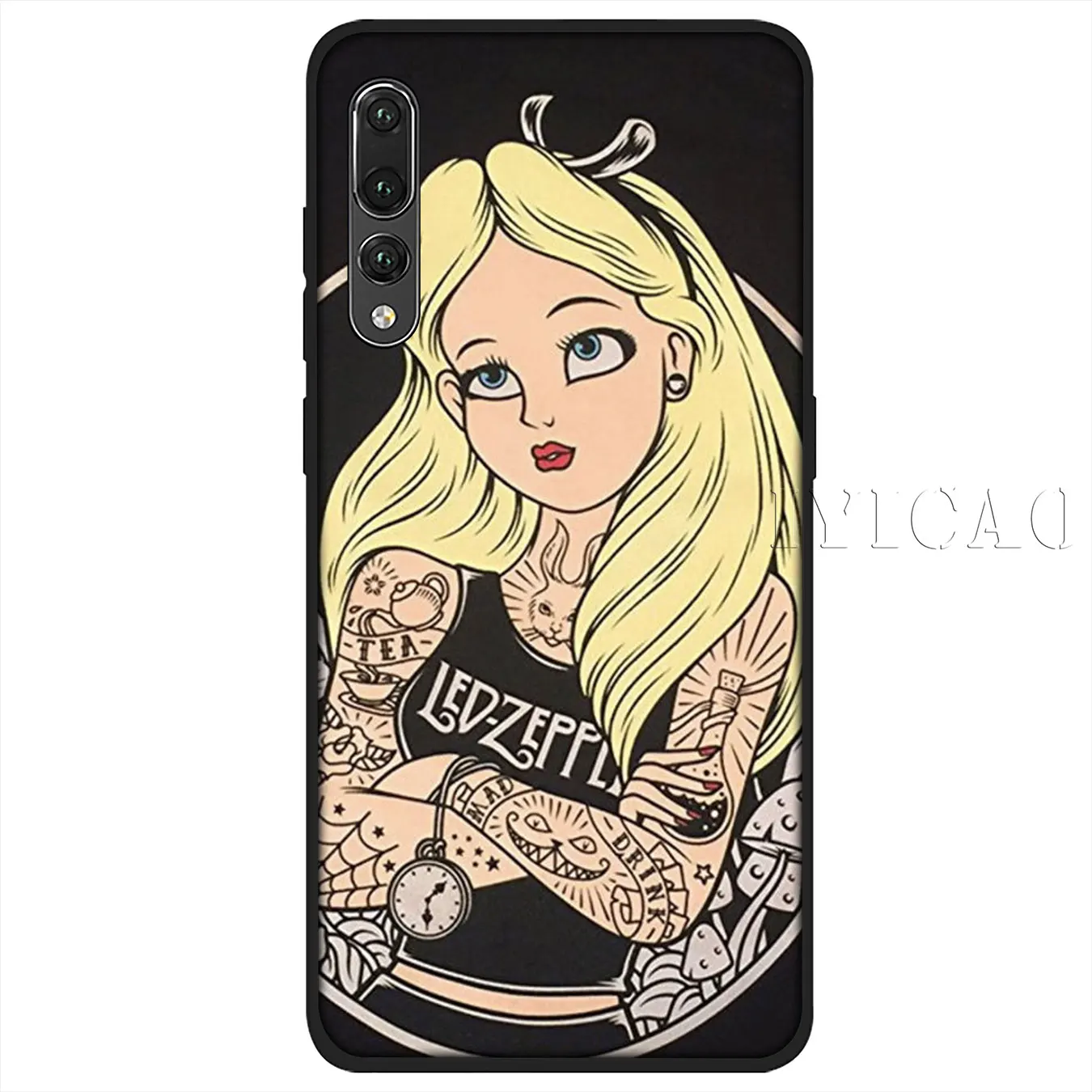 IYICAO Tattooed Alice Ariel Jasmine princess cartoon Soft Case for Huawei P30 P20 Pro P10 P9 P8 Lite Mini 2017 P smart Z 2019 |