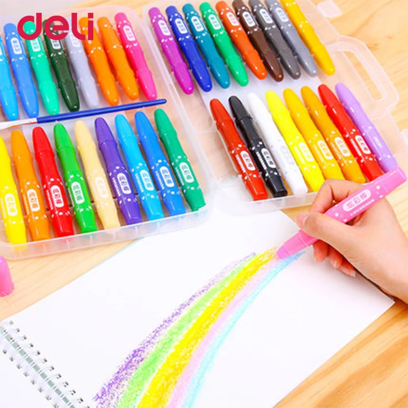

Deli non-toxic 12/24/36 color water soluble oil pastel wax crayon set for school painting art supplies cute drawing pen kid gift