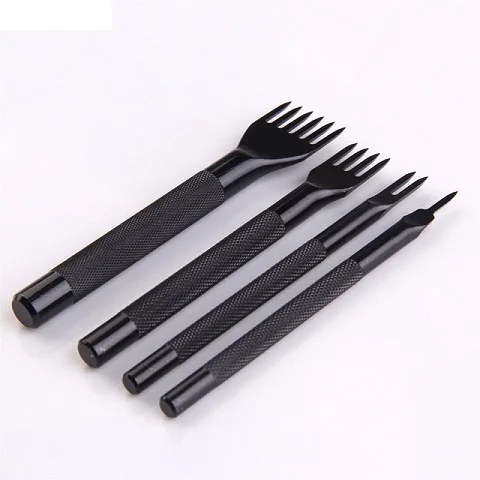 4mm Black 8 стилей, 4 шт., 3 мм, 4 мм, дырокол для кожаных инструментов, инструмент для шитья, дырокол, серебристый, черный, золотой, Retor, зубец, инструменты для рукоделия кожи - Цвет: 4mm Black