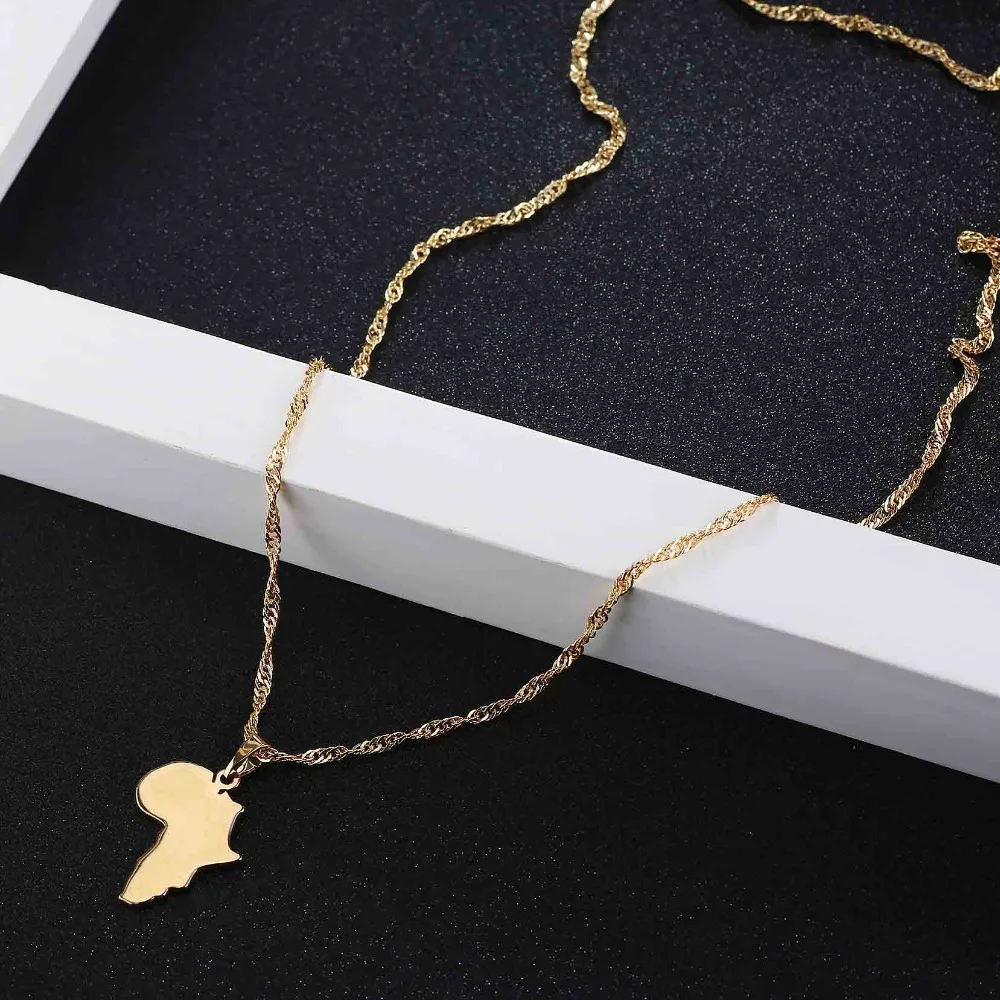 Shamty Африка Карта ожерелье кулон новый золотой цвет ювелирные изделия бренд