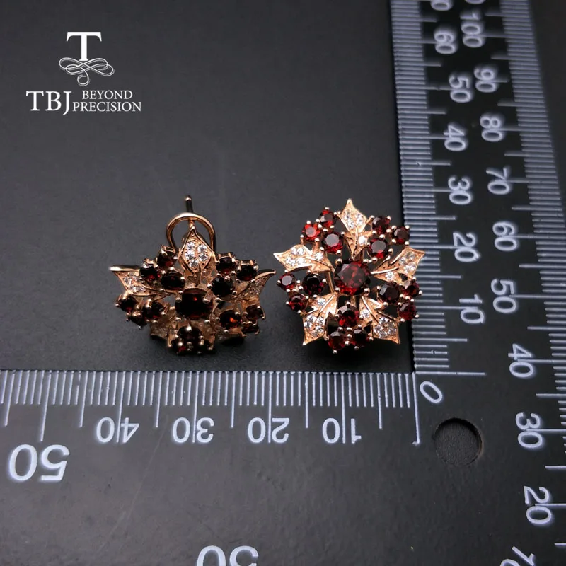 Женские серьги Гранат TBJ элегантные из стерлингового серебра 925 пробы с