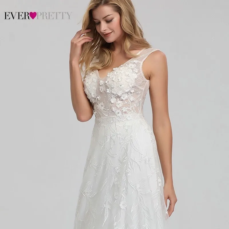 Новое поступление кружевные свадебные платья Ever Pretty Appliques A Line с v образным