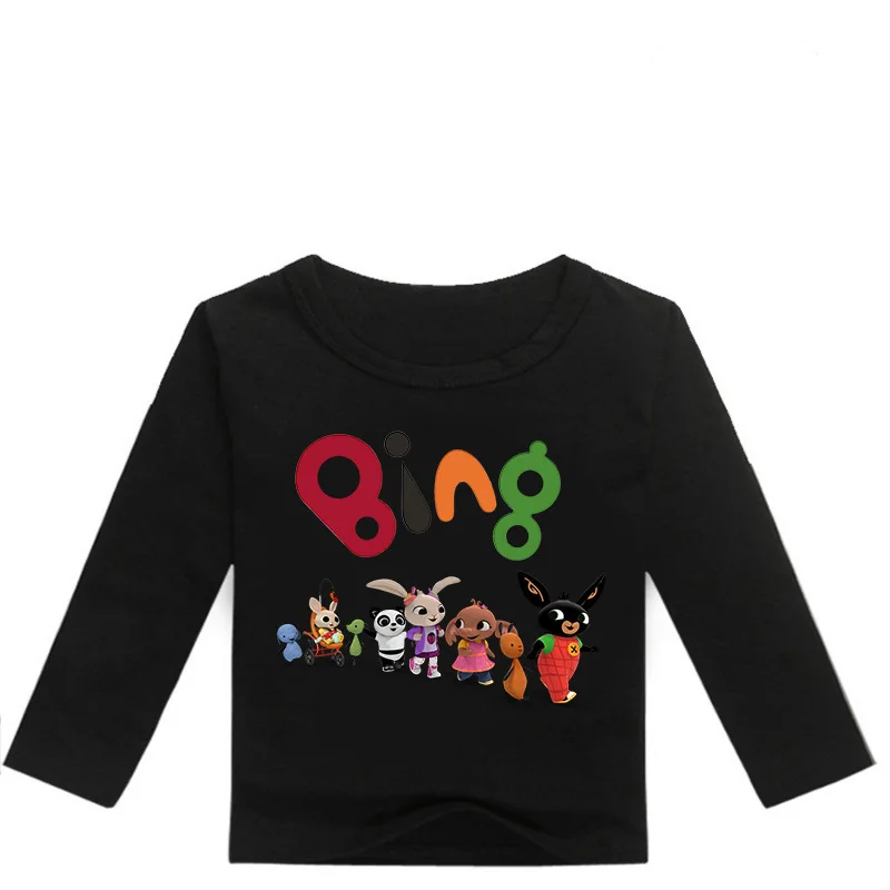 DLF 2-16Years новые GB Bing Bung футболка детская модная Милая футболка с кроликом для девочек-подростков Топы с длинными рукавами Футболка для мальчиков с мультяшным принтом