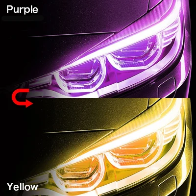 Purple and Yellow СВЕТОДИОДНЫЙ DRL фары полосы дневные ходовые огни указатель поворота лампа для Ford Focus 2 3 MK2 Mustang Ranger, Fusion Fiesta аксессуары - Цвет: Purple and Yellow
