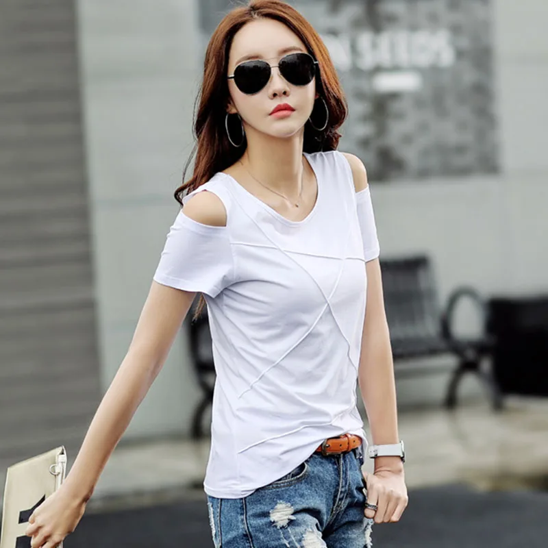 BOBOKATEER размера плюс футболка женская футболка camisetas verano mujer летний топ с открытыми плечами футболка Женские топы Футболка femme