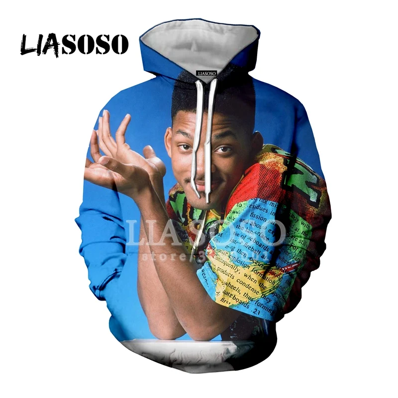 LIASOSO Толстовка 3D ткани с принтом Унисекс Забавные будет Smith Fresh Prince Толстовки