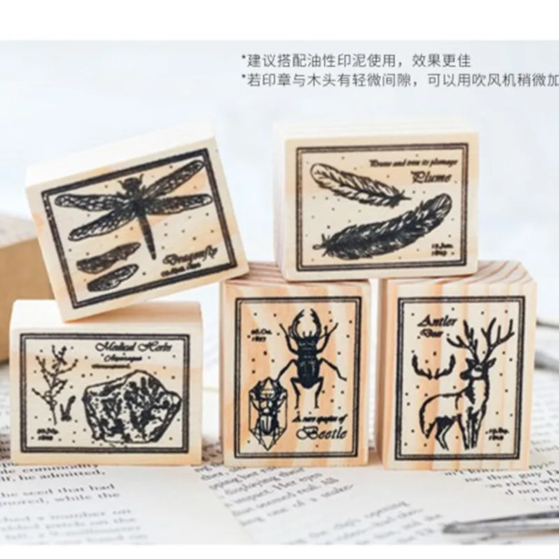 МО. Карта винтажный Лес Животные Подпись деревянный штамп Декоративные DIY