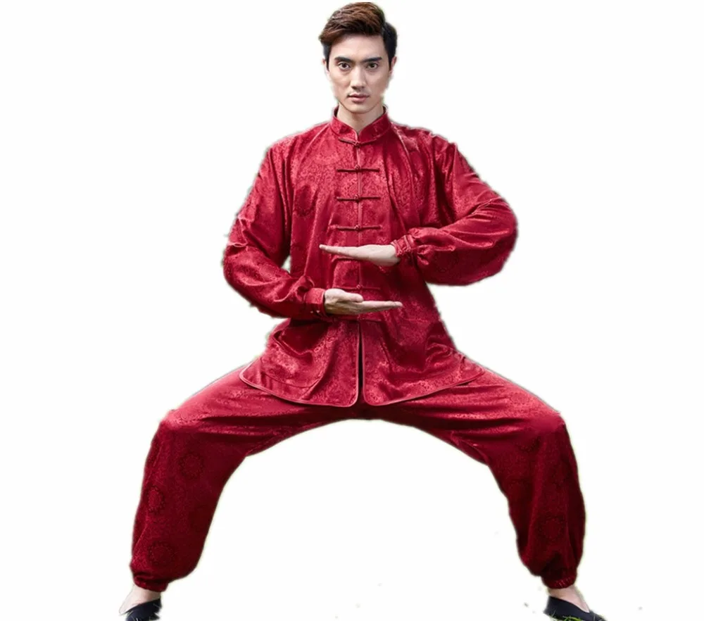 

Shanghai Story Faux Silk kungfu set chinese Tai chi suit long sleeve shirt + pants for men kungfu uniform 6 Style