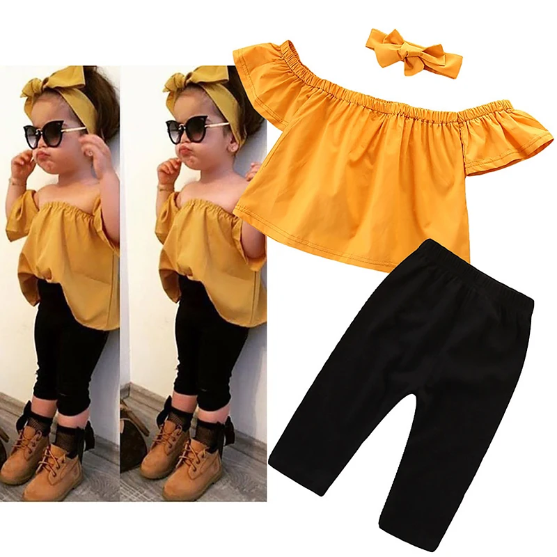 Комплект детской одежды из 2 предметов для маленьких девочек рубашка с открытыми