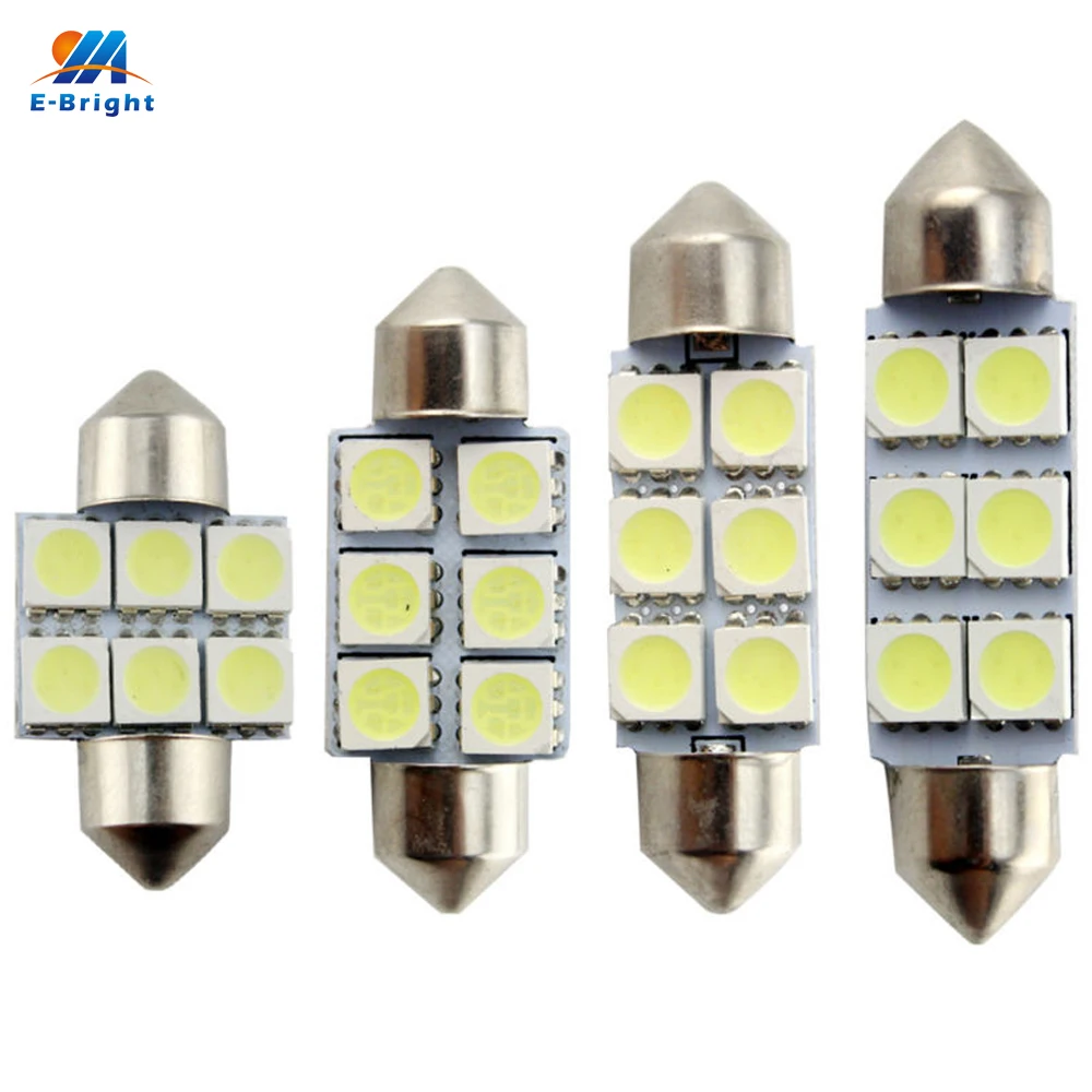 YM E Bright 100 шт. C5W 5050 6 SMD 31 мм/36 мм/39 мм/41 мм гирлянда купольсветильник ные лампы