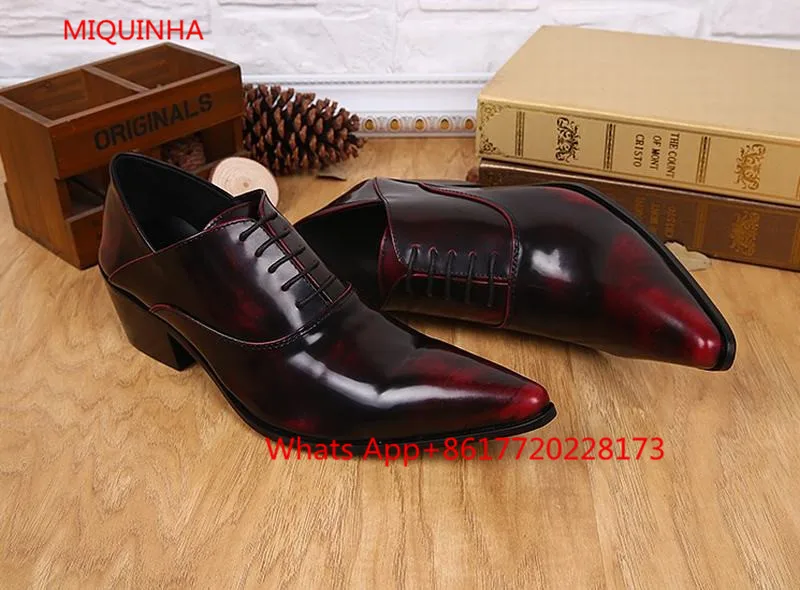 Мужские модельные туфли винно Красного цвета кожаные Sapato Masculino мужская деловая