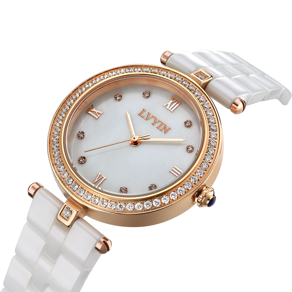 Lvyin Luxury Brand Ceramic Watch Women Fashion Simple Waterproof Quartz Lady Elegant Business Clock Dress 6834 | Наручные часы