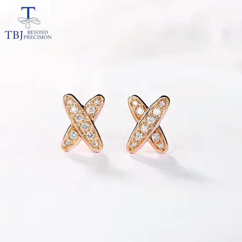 Tbj простой diamond серьги в 18 К розовое золото AU750 с 20 шт. природного африканских