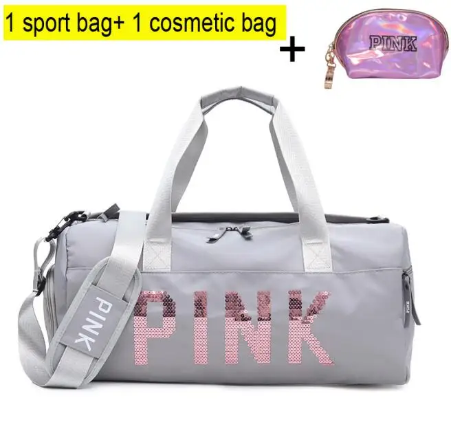 1greybag1cosmetic Дешевая черная спортивная сумка с блестками женская обувь отсек водонепроницаемые спортивные сумки для занятий фитнесом Йога Bolsa Sac De sport - Цвет: 1greybag1cosmetic