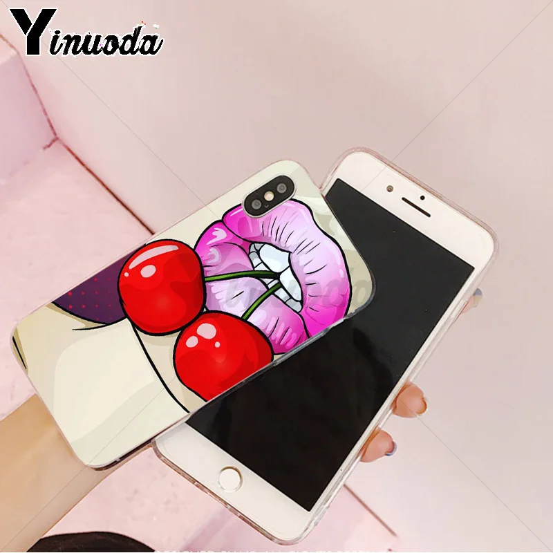 Yinuoda сексуальный чехол для телефона с принтом губ DIY Apple iPhone 8 7 6 6S Plus X XS MAX 5 5S SE XR