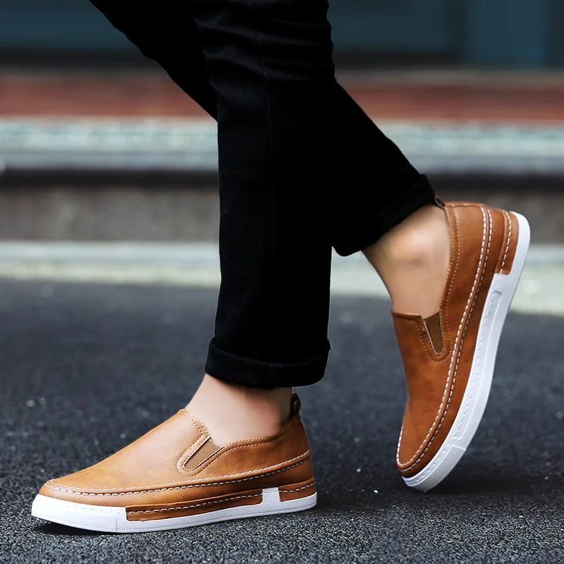 MIVNSKVE Hot Sale 2017 Spring British Luxury Brand Men Shoes PU Leather Metal Top Walking Mand Schoenen Mans Footwear Zapatillas | Обувь