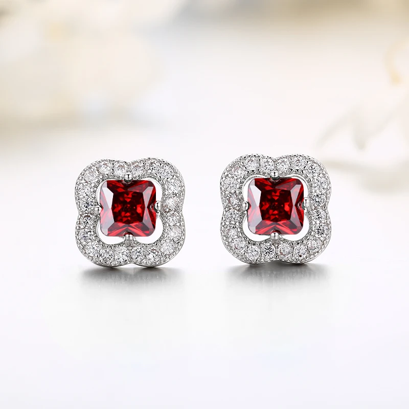 PHOEBEJEWEL European Style Stud Earrings with AAA Zircon for Women Girls Fashion Gift Jewelry | Украшения и аксессуары