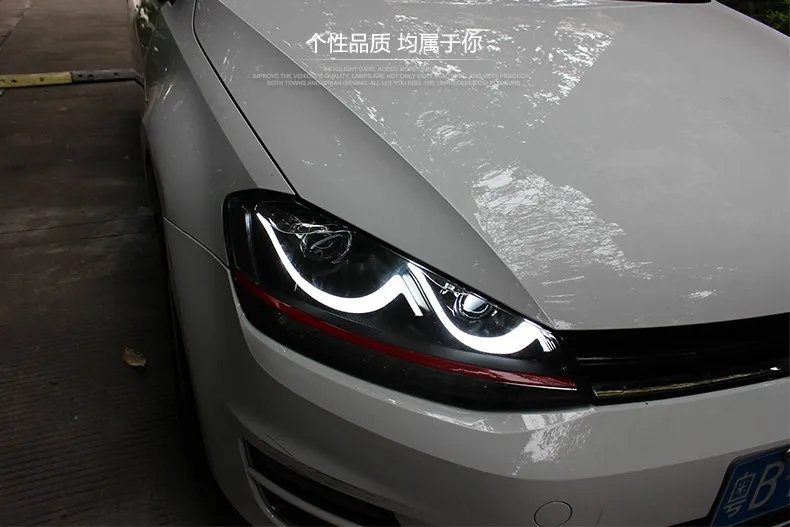 Высокого качества стайлинга автомобилей Глава Лампа чехол для VW Гольф 7 Гольф 7 светодиодные фары DRL Дневные Бег света Би- ксеноновые Интимные аксессуары
