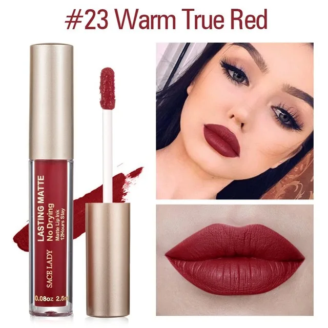 23 Warm True Red SACE LADY бренд 23 Цвета жидкая помада макияж не сушильная матовая помада для губ долговременная помада телесный оттеночный блеск для губ натуральная косметика - Цвет: 23 Warm True Red