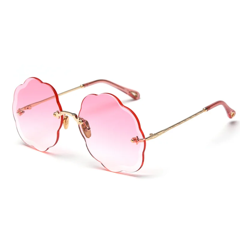 C1 Gold Pink Новинка, солнцезащитные очки без оправы, для девушек, облачные, морские линзы, солнцезащитные очки, без оправы, обрезка, для женщин, очки для мужчин и женщин, UV400 - Цвет линз: C1 Gold Pink