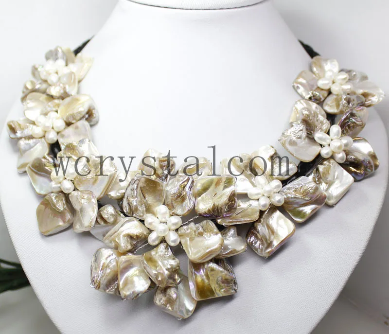 Ожерелье с белым жемчугом в стиле барокко|bib necklace|necklace necklaceflower necklace |