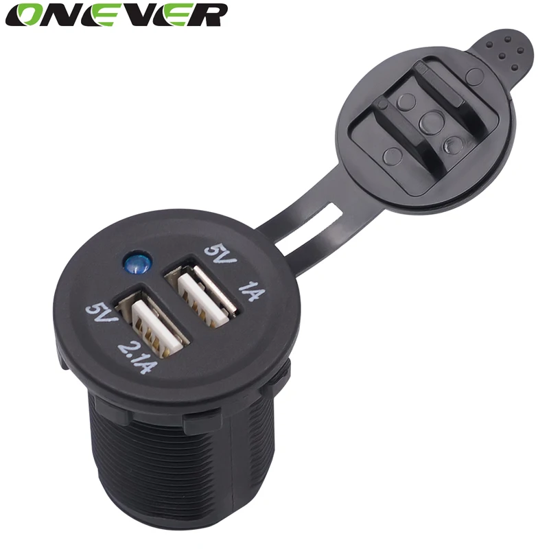 Зарядное устройство для мотоцикла с двумя usb-разъемами, адаптер питания, розетка, мощность 12-24 В, зарядное устройство для мобильного телефона, светодиодный, для автомобиля, грузовика, квадроцикла, лодки