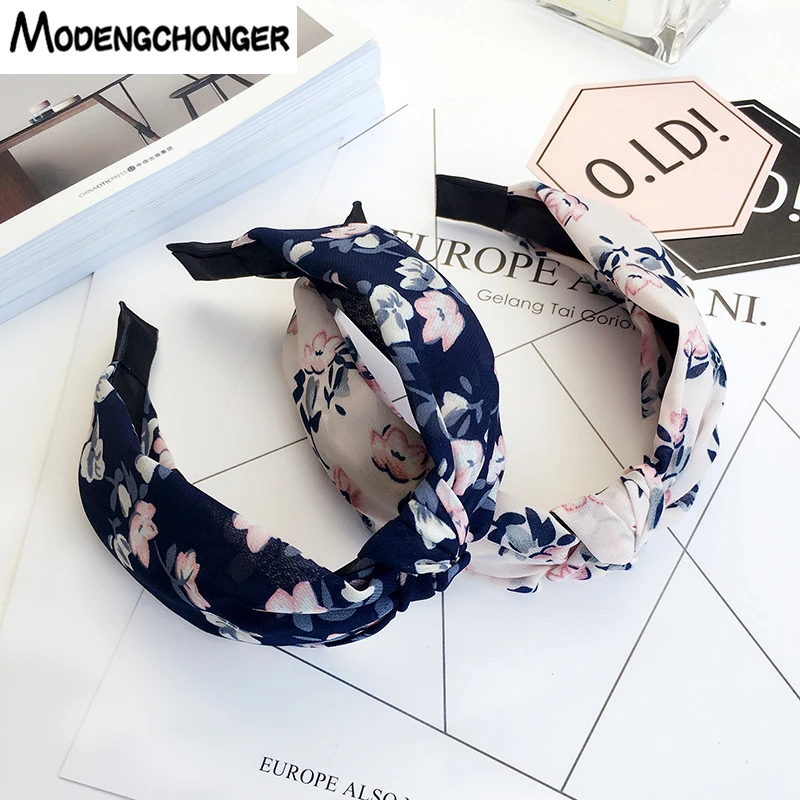 

New Head Hoop Top Knot Hairband Turban Fashion Elastic Hair Bezel Headband For Women Girls printing Headdress Hair Accessories