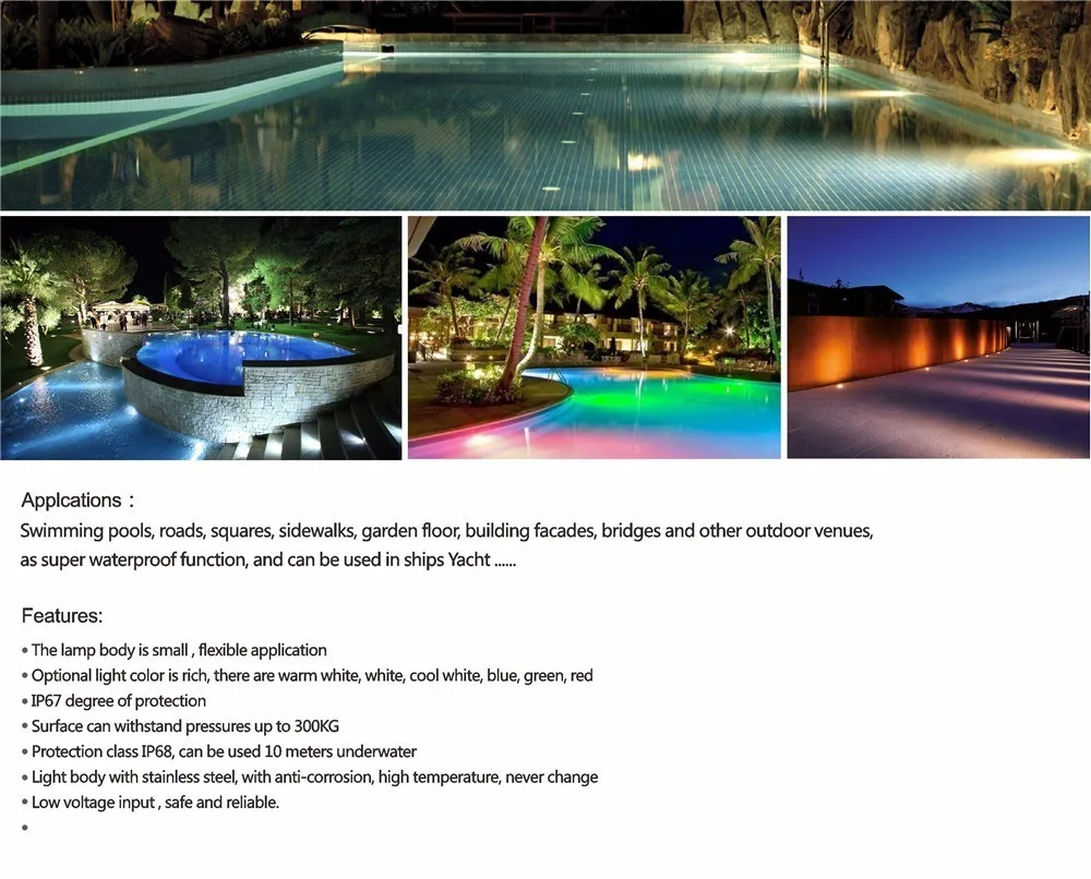 Waterproof 3W LED Underwater Swimming Pool Light IP68 Spa Sauna Lake Yard Pond Fountain Lighting DC12V-24V Input Lamp 10pcs CE | Лампы и