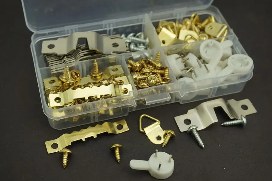 80 шт./лот вешалка с креплением для фоторамки комплект вешалки и Винты Ассортимент