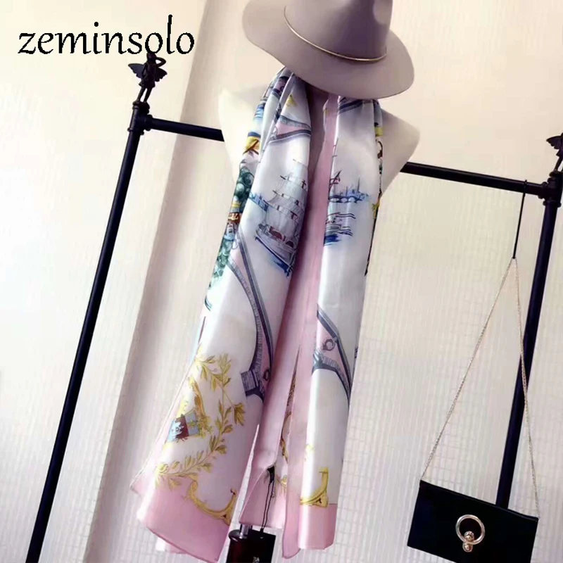 Женский 100% натуральный шелковый шарф шаль женские шелковые шарфы тонкая модель