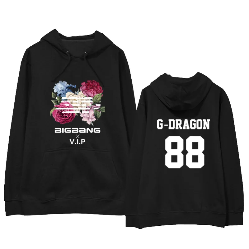 KPOP BIGBANG мужская толстовка с капюшоном свитер цветочным принтом пуловер свитшот