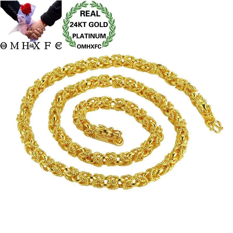 

OMHXFC Wholesale European Fashion Man Male Party Birthday Wedding Vintage Dragon Thick 55cm 24KT Gold Chain Necklace EX145