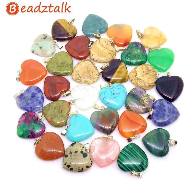 Красочный камень Beadztalk подвеска в форме сердца 20 мм для изготовления ювелирных