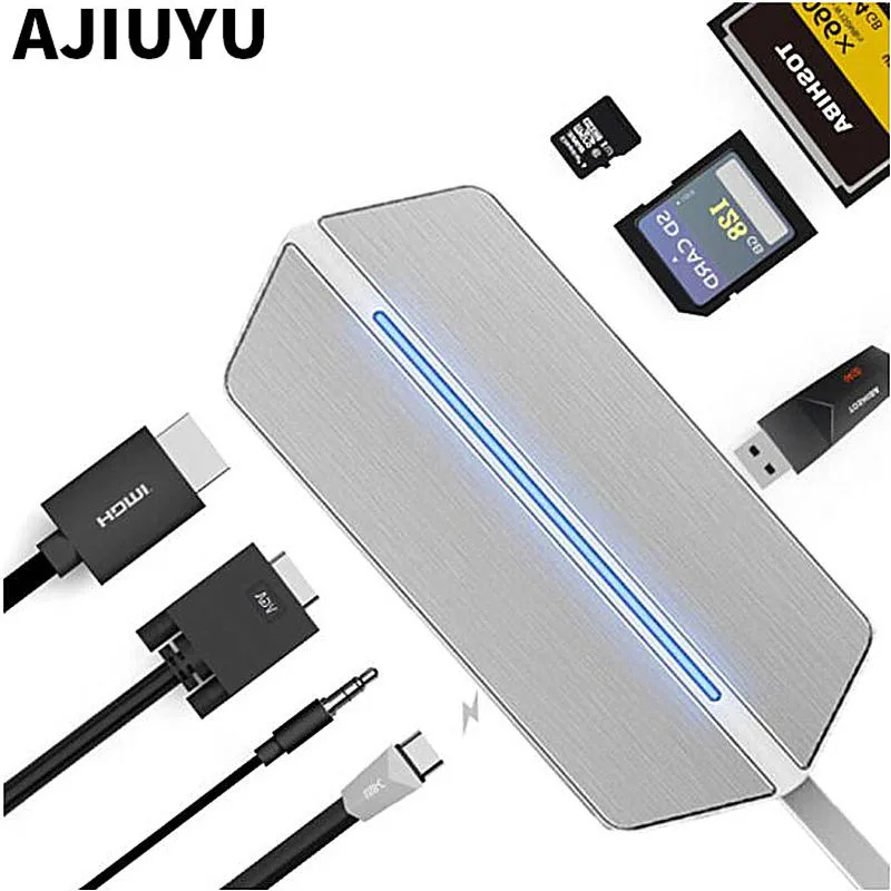 Конвертер HDMI в VGA Type c картридер RJ45 PD для Asus ZenBook Pro 3 Deluxe Flips UX390 UX490 UX370UA|USB-хабы| |