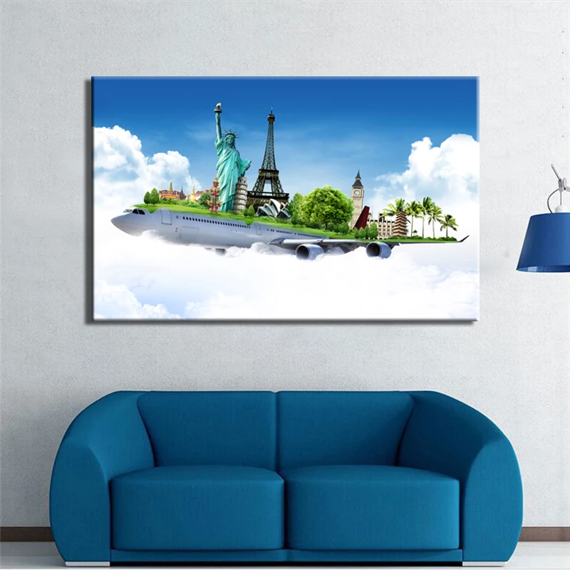 Плакаты и принты на холсте с изображением знаменитых зданий мира для декорирования гостиной дома.