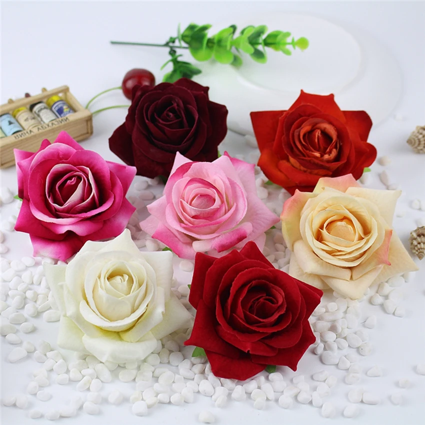 

25Pcs/Bag Artificial Flowers Rose Flower Heads Silk Flowers DIY Wreath Fake Flowers Flores Artificiales Wedding Car Decoration