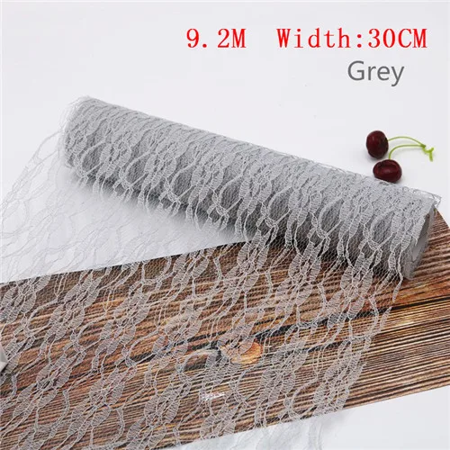 1pcs 10y grey 30cm10Y Кружева Тюль Цветочный сверток сетки стол центральный Свадебный день рождения стол центральный бегун DIY пачка юбка стул створки - Цвет: 1pcs 10y grey