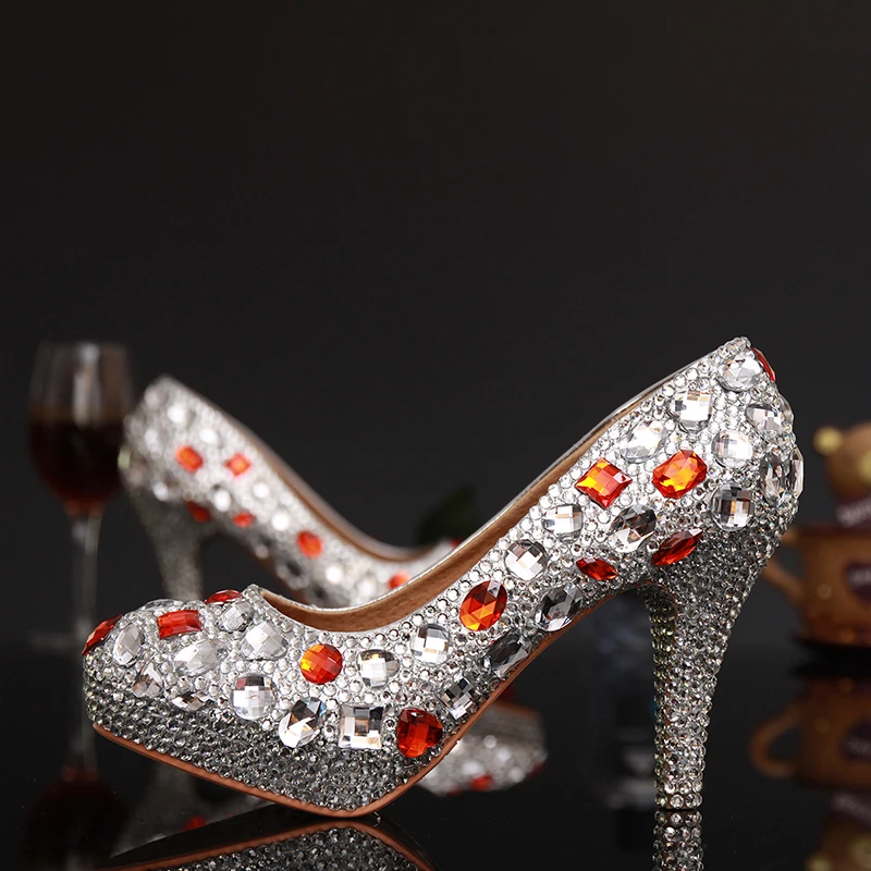

Sexy Ladies Stiletto Heels Shoes sapatos Femininos Crystal Woman High Heels Shoes Rhinestone Woman Evening Dancing Dress Shoes