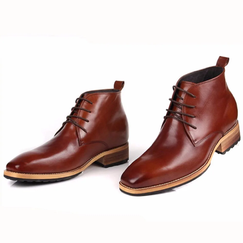 HEINRICH 2018 Winter New Ankle Chelsea Boots Men's Genuine Leather Formal Dress Shoes Men Height Increase Snow Laarzen | Обувь