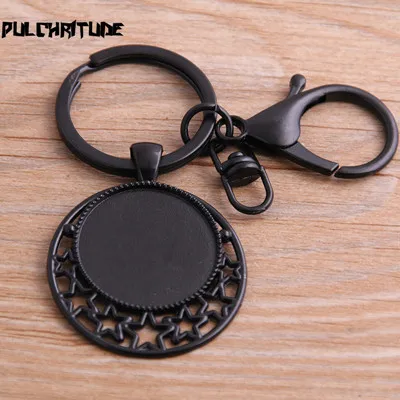 25mm PULCHRITUDE 1 шт. 20-40 мм круглый черный Кабошон Настройки металлический брелок аксессуары Diy пустой цинковый сплав База лотки для брелок - Цвет: 25mm