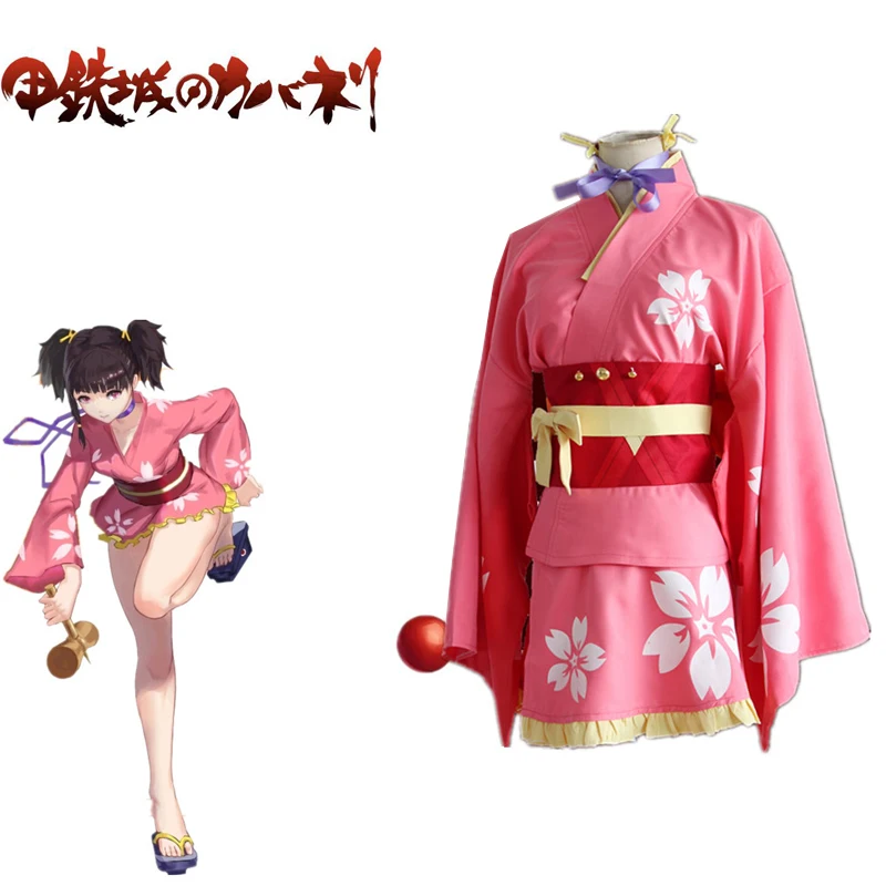 

Кимоно Mumei для косплея кабанери Железной Крепости, Kotetsujo No Kabaneri, комплект японской одежды для косплея, розовый костюм