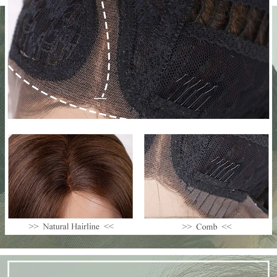 Haircube 16 дюймов Синтетические волосы на кружеве парик натуральные волны коричневый цвет Длинные бесклеевые волосы парики с челкой боковая часть