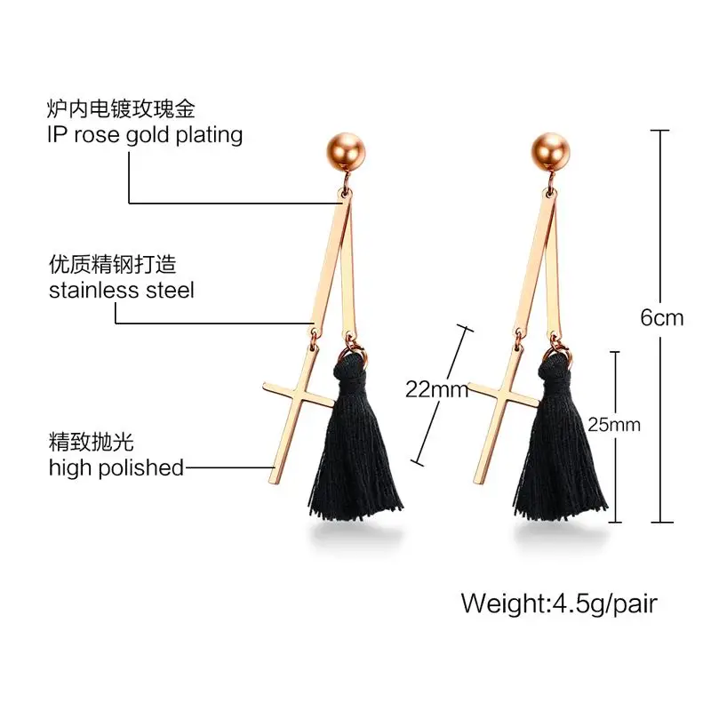 TIANXI New Fashion Gold Color Ear Line Earring Stainless Steel Cross Pearl Pendants Drop Earrings Women /Girl | Украшения и