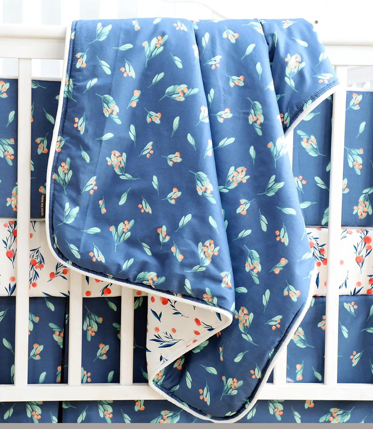 

Sahaler Boho Baby Blanket Baby Newborn Swaddle Wrap Crib Comforter Quilt 34*42 inches(Navy Leaf)