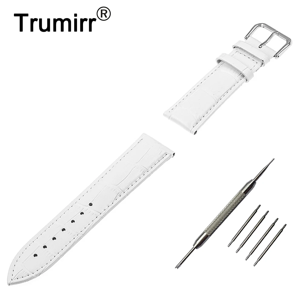 

18mm 20mm 22mm Genuine Leather Watch Band for Seiko Watchband Strap Wrist Belt Bracelet Black Brown Red Pink White